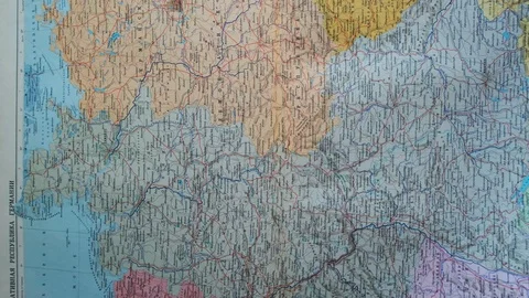 Flip atlas pages. world map. Detailed World Atlas, close up Video stock 126758343