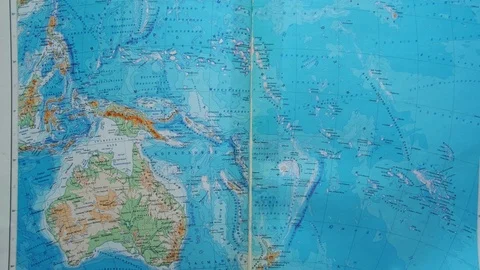 Flip atlas pages. world map. Detailed World Atlas, close up Stock Footage 126758501