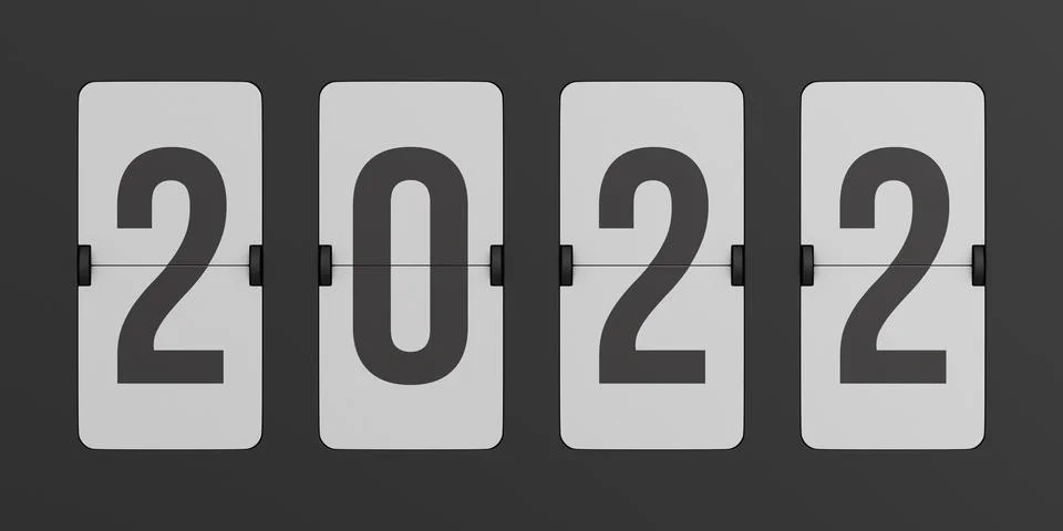 Flip black scoreboard 2022. 3D illustration Illustrazione stock