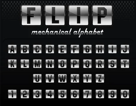 Flip board font set, mechanical display design. Stock Illustration