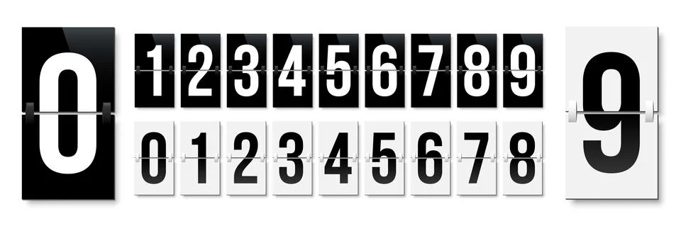 Flip board style numbers vector illustration. Airport terminal, arrival board Stock Illustration
