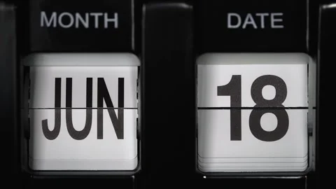 Flip calendar with date change eighteenth June to nineteenth of June. close up. Stock Footage 268109935