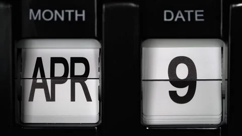 Flip calendar with date change from eighth of April to ninth of April. close up Stock Footage 266205695