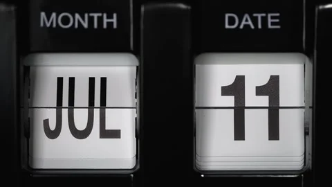 Flip calendar with a date change eleventh of July to twelfth of July. close up. Video stock 268919091