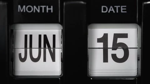 Flip calendar with date change from fifteenth June to sixteenth June. close up. Stock Footage 268109940