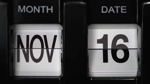 Flip calendar with date change fifteenth November to sixteenth November close up Video stock 272191743