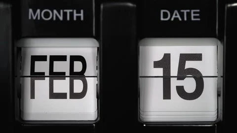 Flip calendar with date change from fifteenth February to sixteenth of February. Stock Footage 273006128
