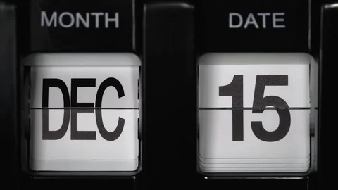 Flip calendar with date change fifteenth December to sixteenth December close up Stock-Footage 273638135