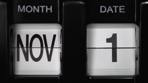 Flip calendar with a date change first November to second of November. close up. Stock Footage 271430771