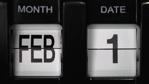 Flip calendar with date change first February to the second February. close up. Stock Footage 272705120