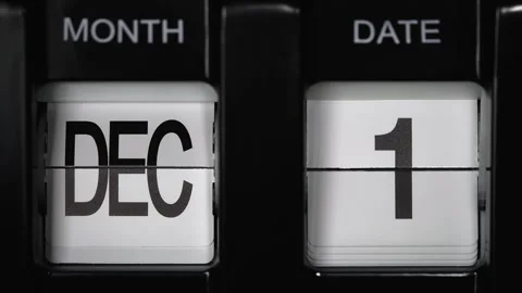Flip calendar with date change from first December to second December. close up. Stock-Footage 273267769