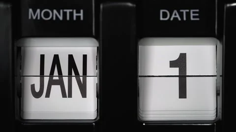 Flip calendar with date change from first January to second of January. close up Stock-Footage 274037860