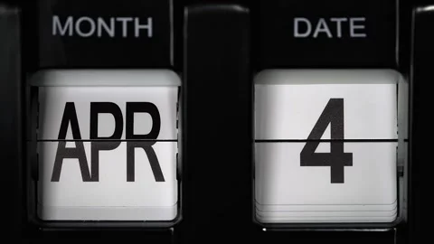 Flip calendar with date change from fourth April to fifth of April. close up. Stock Footage 266149630