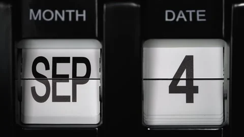 Flip calendar with date change fourth September to the fifth September. close up Stock Footage 270260475