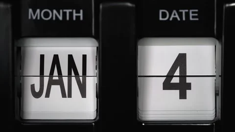 Flip calendar with date change from fourth of January to fifth January. close up Stock Footage 274037861