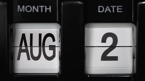 Flip calendar with date change from second August to third of August. close up. Stock Footage 269784552