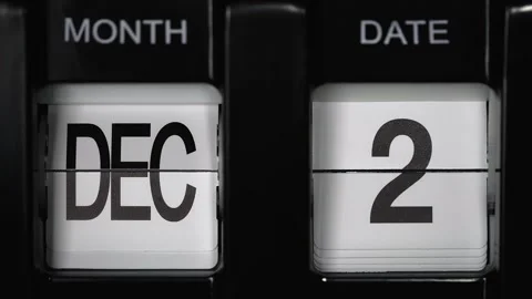 Flip calendar with date change from second December to third December. close up. Stock Footage 273267768