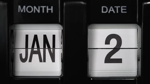 Flip calendar with date change from second of January to third January. close up Stock Footage 274037859