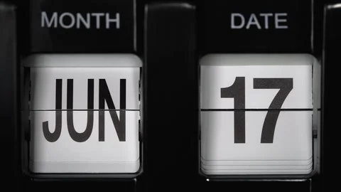 Flip calendar with date change seventeenth June to eighteenth of June. close up. Stock Footage 268109932