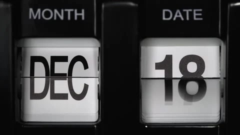 Flip calendar with date change from seventeenth December to eighteenth December. Stock Footage 273638132