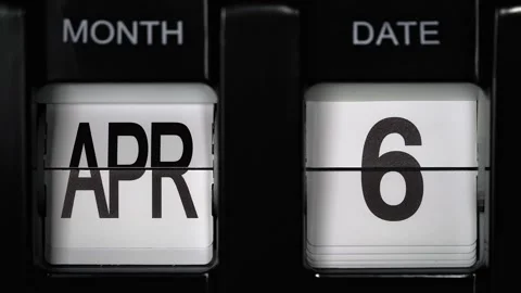 Flip calendar with date change from sixth of April to seventh April. close up. Stock Footage 266205699