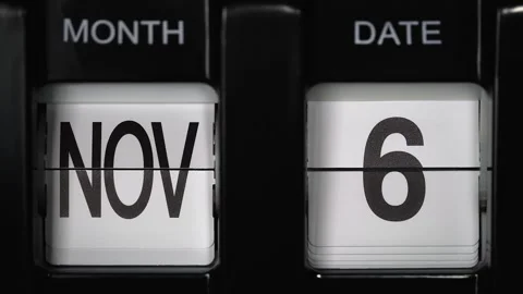 Flip calendar with date change sixth November to seventh of November. close up. Video stock 271608206