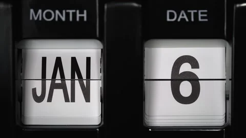 Flip calendar with date change from sixth January to seventh January. close up. Stock Footage 274041046