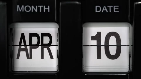 Flip calendar with date change from tenth of April to eleventh April. close up. Stock Footage 266368693