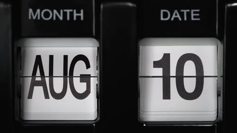 Flip calendar with date change from tenth August to eleventh of August. close up Stock Footage 269859418