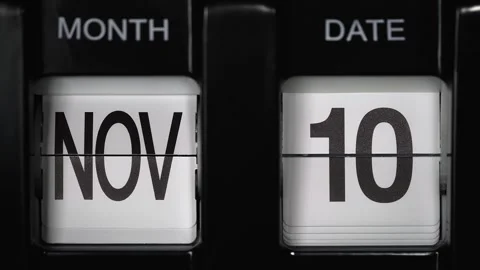 Flip calendar with date change from tenth November to eleventh November close up Stock Footage 271700691