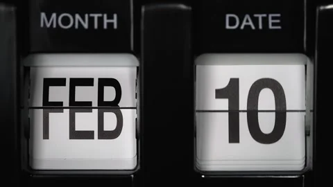 Flip calendar with date change tenth February to eleventh of February. close up. Stock Footage 272853194