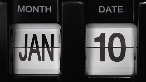 Flip calendar with date change from tenth January to eleventh January. close up. Stock Footage 274125045