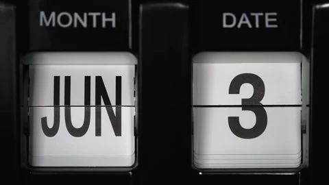 Flip calendar with date change from third of June to the fourth June. close up. Stock Footage 267698467