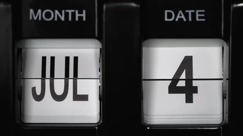 Flip calendar with a date change from third of July to fourth of July. close up. Stock Footage 268655828