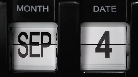 Flip calendar with date change third September to the fourth September. close up Stock Footage 270260476