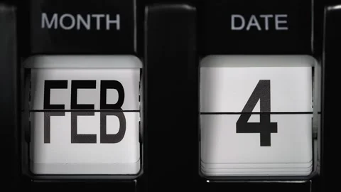 Flip calendar with date change from third February to fourth February. close up. Stock Footage 272705122