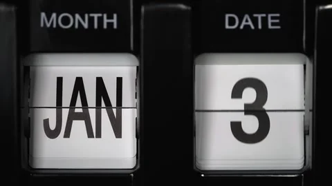 Flip calendar with date change from third of January to fourth January. close up Video stock 274037858