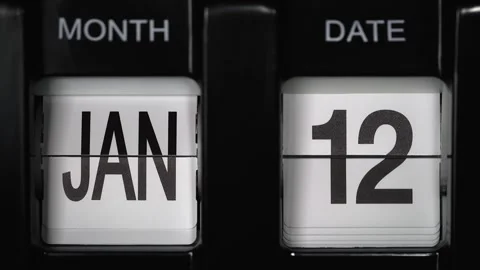 Flip calendar with date change twelfth January to thirteenth January. close up. Stock-Footage 274125046