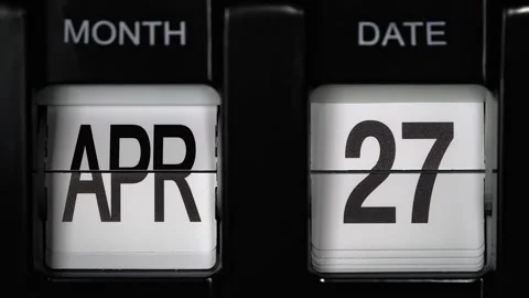 Flip calendar date change twenty-seventh April to twenty-eighth April close up. Video stock 266760412