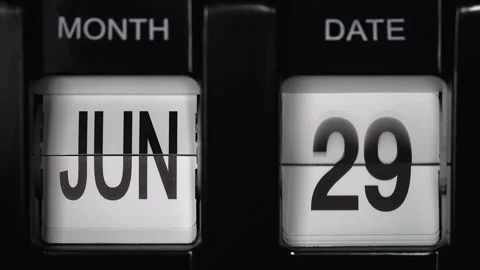 Flip calendar with date change twenty-ninth June to thirtieth of June. close up. Stock Footage 268506809