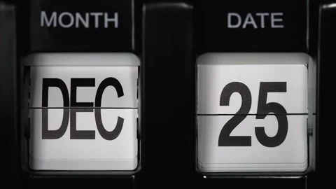 Flip calendar with a date change twenty-fifth December to twenty-sixth December. Stock Footage 273836788