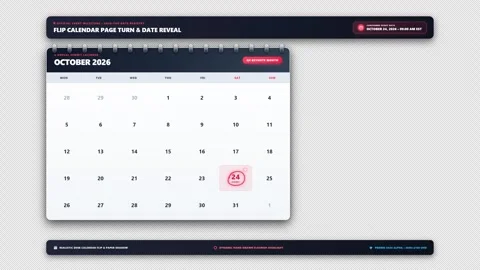 Flip Calendar Page Date Turn 4K Alpha Vídeo Stock 346125357