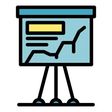 Flip chart and graph icon color outline vector Stock Illustration