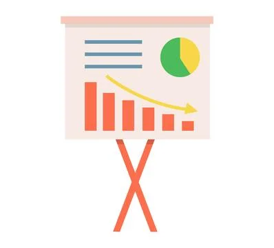 Flip chart with bar graph and pie chart presenting data. Business presentation Stock Illustration