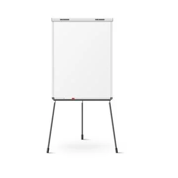 Flip chart with blank papers on tripod, realistic vector illustration isolated. 스톡 일러스트