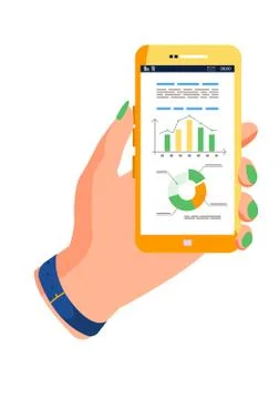 Flip chart with graph. Smartphone for data processing and analytics. Business 스톡 일러스트
