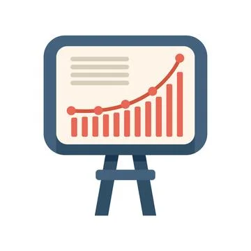 Flip chart presenting growing up graphic with exponential curve Illustrazione stock