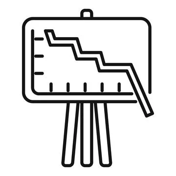 Flip chart showing decreasing statistics on whiteboard Stock Illustration