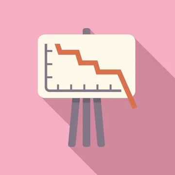 Flip chart showing negative trend line graph on pink background Stock Illustration