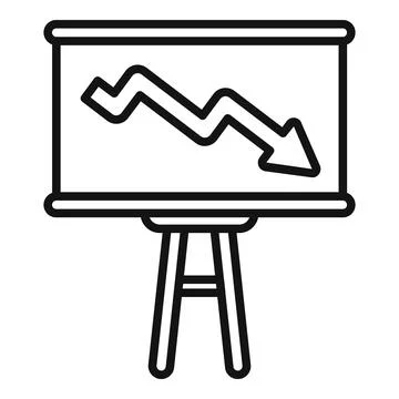 Flip chart showing negative trend in statistics, analytics, and data analysis Stock Illustration